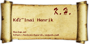 Kálnai Henrik névjegykártya
