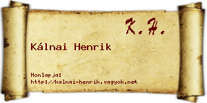Kálnai Henrik névjegykártya
